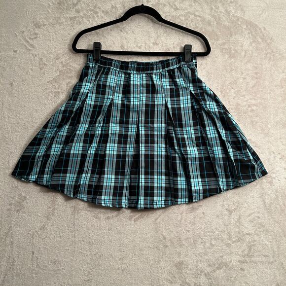 Disney Descendants Black & Blue Plaid Pleated Skirt Size XL (14-16) - Picture 2 of 8